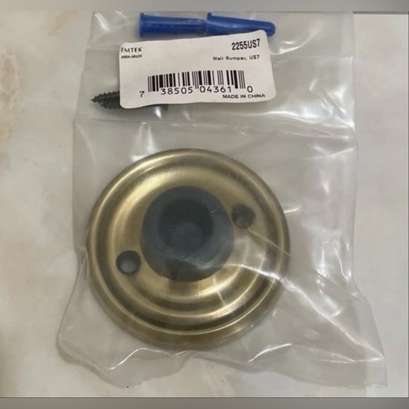 EMTEK Wall-mount door stop with classic rosette and rubber bumper -antique brass - Picture 3 of 3